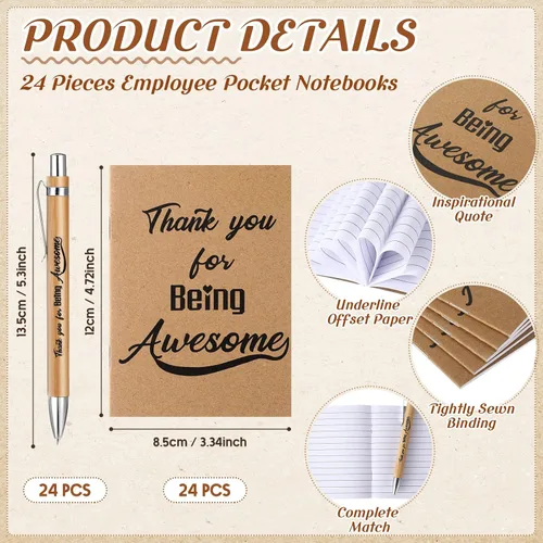 Vista 3 de Ctosree 48 piezas de regalos de regreso a clases, bloc de notas de agradecimiento universitario con bolígrafo de bambú, bloc de notas motivacional