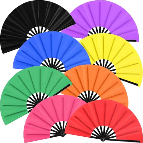 Blulu 8 piezas de abanicos grandes plegables para baile en línea de 13 pulgadas, abanico en el suelo para baile en línea para mujeres y hombres