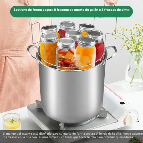 Vista 2 de Fulgutonit Olla de acero inoxidable de 21.5 cuartos de galón con estante y tapa, kit de inicio de suministros de conservas y juego de herramientas