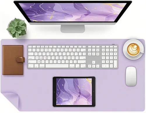 Vista 28 de Bloss Tapete de escritorio beige de 23.6 x 13.8 pulgadas, tapete de escritorio para escritorio, alfombrilla de mouse de cuero grande impermeable