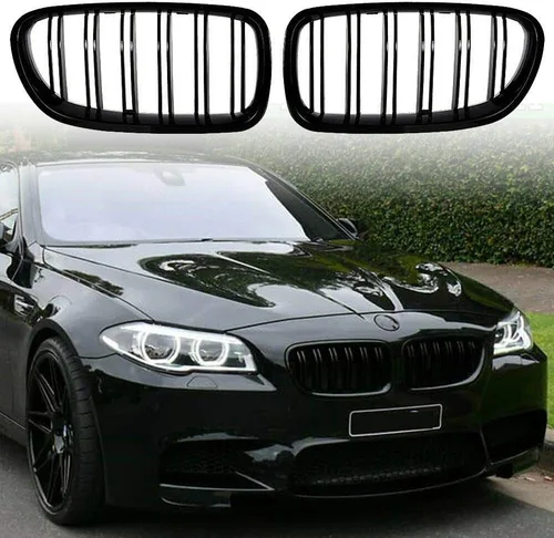 sportuli Rejilla de riñón de repuesto frontal compatible con BMW Serie 5 F10 F11 F18 M5 (negro brillante)
