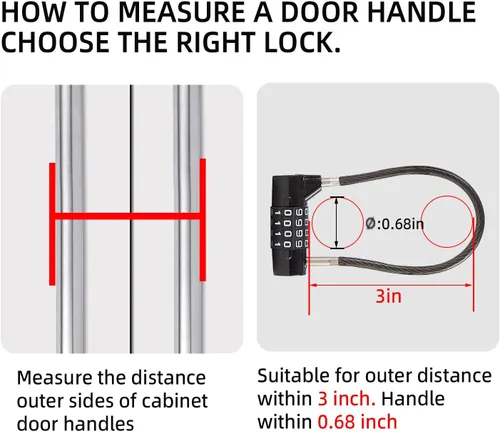 Vista 3 de Candado de combinación con cable de 4 dígitos y cable duradero de 3.5" ideal para casilleros, gimnasio, puerta, valla, caja de herramientas, funda