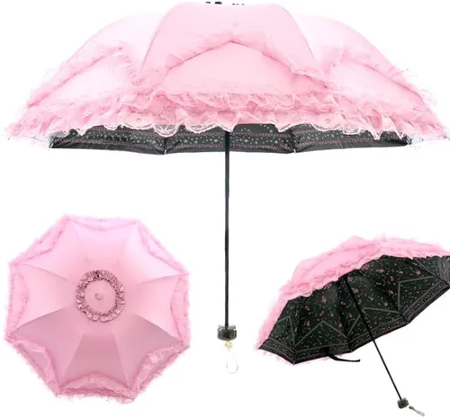 Vista 23 de WANLIAN Paraguas de encaje a prueba de viento plegable soleado y lluvioso a prueba de rayos ultravioleta anti sol protección UV sombrilla paraguas