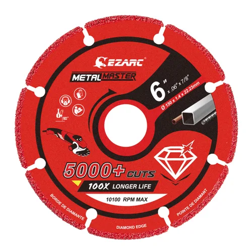 Vista 10 de EZARC Rueda de corte de diamante de 3 x 3/8 pulgadas para metal, rueda de corte con más de 5000 cortes en barras de refuerzo, acero, hierro e INOX