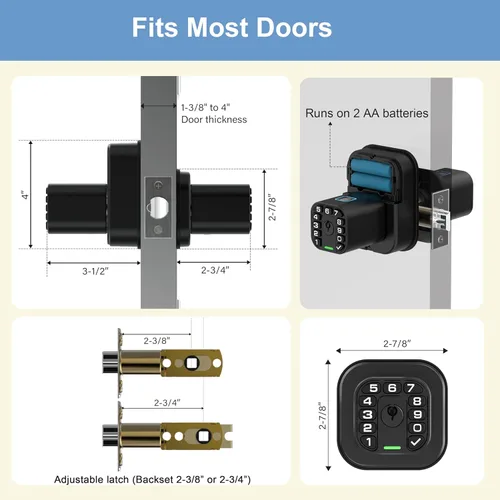 Vista 6 de IU53 - Cerradura de puerta con teclado y huella digital de doble cara, para todo tipo de clima, entrada biométrica totalmente impermeable