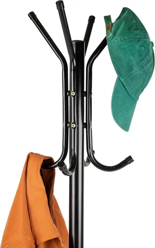 Vista 4 de Mind Reader Perchero independiente para abrigos, organizador multinivel para oficina y entrada, metal, negro