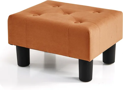 Vista 21 de BRIAN & DANY Taburete pequeño para pies, taburetes de lino con patas, reposapiés pequeño estable para sala de estar, beige