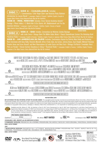 Vista 2 de TCM Greatest Classic Films Collection Best Picture Winners (Casablanca Gigi An American in Paris Mrs. Miniver)