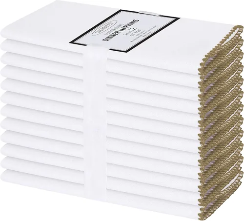 Vista 10 de Cotton Clinic Servilletas de tela con ribete – Servilletas de mesa de uso diario – Suaves y duraderas lavables – Ideal para cenas, bodas, Navidad