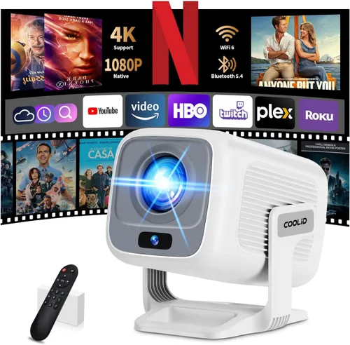 Vista 12 de [Aplicaciones integradas y actualización 2025] Mini proyector compatible con 4K 1080P Auto Keystone 270° giratorio con WiFi 6 y Bluetooth 5.4