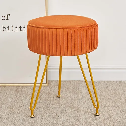Vista 23 de Taburete de tocador de terciopelo, moderno taburete otomano con patas doradas ajustables, silla de maquillaje para tocador, silla de tocador pequeña