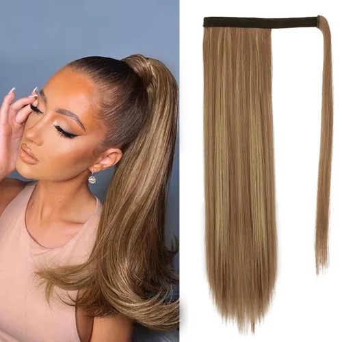 Vista 41 de BARSDAR Extensión de Cola de Caballo Corta y Recta - Extensiones de Cabello de Cola de Caballo con Cordón de 14 Pulgadas en Negro para Mujeres