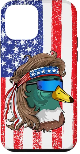Vista 16 de iPhone 16 Duckoholic Mallard Duck American Flag Waterfowl Duck Hunting Case