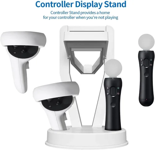 Vista 4 de VR Stand,Organizer and Display Stand Compatible with Meta Quest 3PS VR Headset and Touch Controllers (White)