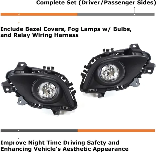 Vista 2 de iJDMTOY juego completo de faros antiniebla con focos halógenos, interruptor cableado de prendido/apagado y cubiertas biseladas para Mazda 6