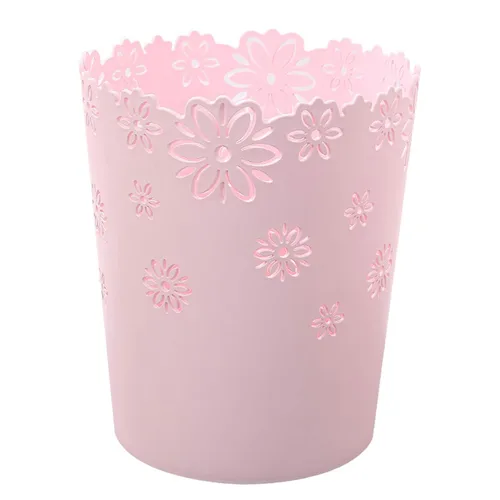 Vista 9 de Wastebasket, forma de flor hueca de plástico sin tapa papelera, cestas de basura - M - azul