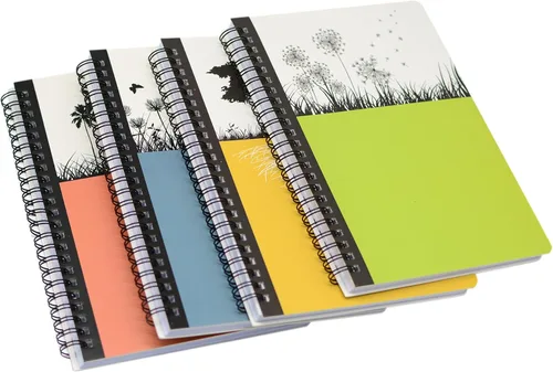 4 cuadernos en espiral de tamaño A5, 21 cm x 15 cm de papel grueso con tapa dura de 8 mm rayas, 80 hojas para oficina de estudio, viajes y tomar