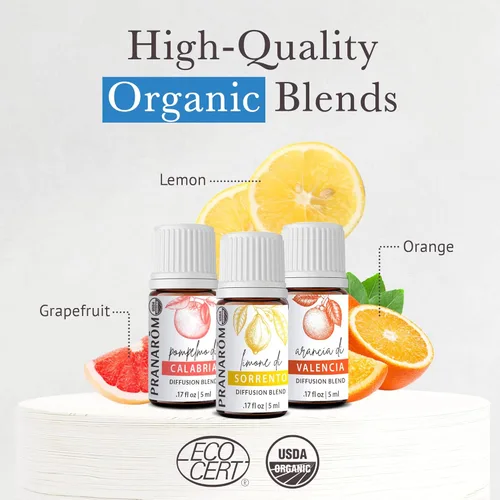 Vista 3 de Pranarom - Kit de mezcla de difusión mediterránea costera, paquete de 3 unidades de 0.2 fl oz - Aromaterapia casera - Ingredientes orgánicos 100%