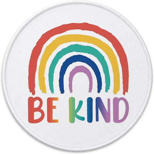 Inspirational Be Kind Rainbow - Alfombrilla de mouse pequeña de 7.9 x 7.9 pulgadas, alfombrilla de mouse de tela redonda lavable para computadora