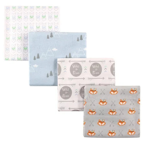 Vista 6 de Luvable Friends - Mantas unisex de franela de algodón para bebés, tribu, paquete de 4 unidades, talla única