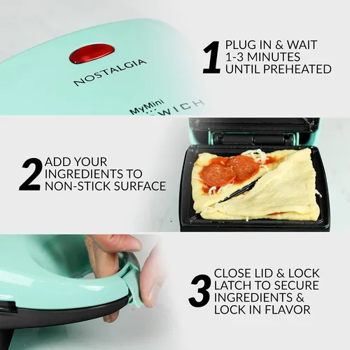 Vista 5 de Nostalgia MyMini - Plancha eléctrica personal, plancha antiadherente perfecta para dietas keto y bajas en carbohidratos, huevos, tortitas