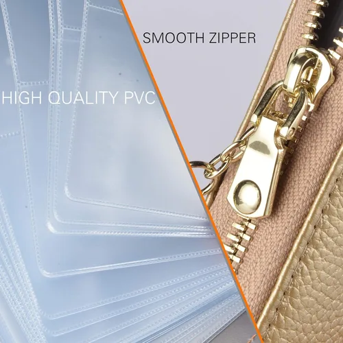 Vista 7 de Easyoulife - Billetera de piel con cierre y tarjetero para mujer, con bloqueo de interferencia de radiofrecuencia (RFID)