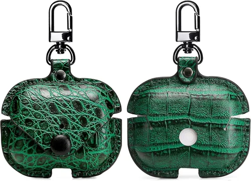 Vista 11 de MODOS LOGICOS Funda de carga de cuero para Apple AirPods Pro, seguro Snap-Fastener compatible con AirPods Pro de 1ª y 2ª generación, color negro