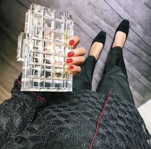 Vista 4 de Embrague de acrílico transparente con caja a presión, bolsas para mujer, bolso de noche, Transparente