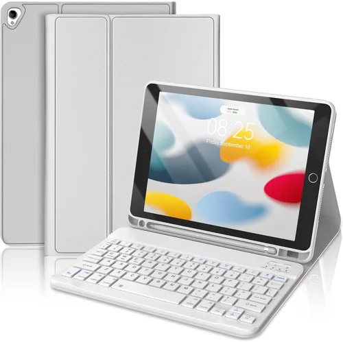 Vista 13 de Funda con teclado táctil para iPad de 9ª/8ª/7ª generación de 10.2 pulgadas, Pro 10.5, Air 3ª generación, funda inteligente con soporte para lápices