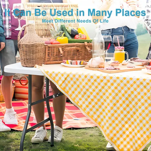Vista 5 de Bblife Mesas plegables de 6 pies de servicio pesado, mesa plegable blanca resistente, mesa plegable multifuncional para acampar al aire libre