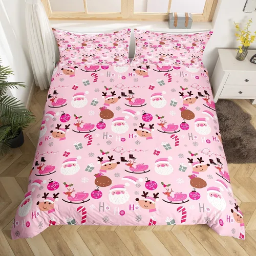 Vista 16 de Juego de funda de edredón con diseño de ciervo de cabaña, tamaño twin, juego de ropa de cama rústica de tablón de madera de árbol de Navidad