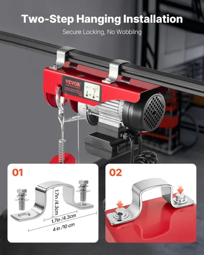 Vista 6 de VEVOR Polipasto eléctrico con control remoto, herramienta de manejo de materiales de 440 libras, polipasto eléctrico de 110 V con control remoto