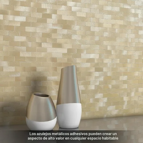 Vista 4 de BeNice Pelar y pegar contra salpicaduras para cocina, azulejos de metal para salpicaduras de azulejos de mosaico de despegar y pegar para chimenea