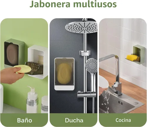 Vista 5 de Soporte de jabón para plato de ducha, paquete de 2 soportes para jabón con drenaje, soporte de jabón autodrenante, contenedor de bandeja de jabón