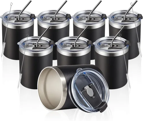 Vista 21 de MEWAY Paquete de 8 tazas de café de 12 onzas con tapa, taza de café reutilizable de acero inoxidable aislada, taza de café duradera de doble pared