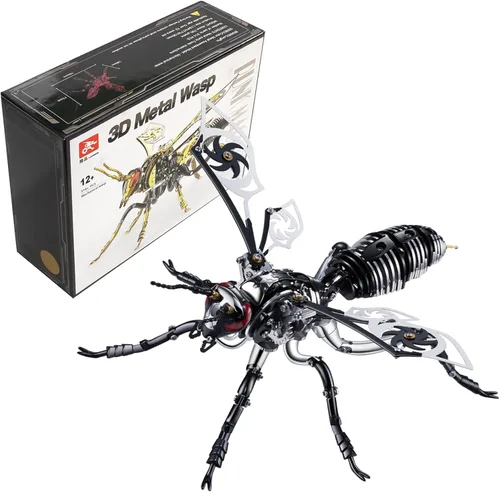Vista 12 de Rompecabezas de metal 3D para adultos, kits de modelo de avispa mecánica, bloques de construcción, avispón gigante del norte, montaje difícil