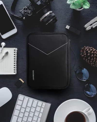 Vista 7 de BAGSMART Bolsa organizadora de cables, organizador de artículos electrónicos de viaje con divisor ajustable, funda de transporte para bolsa