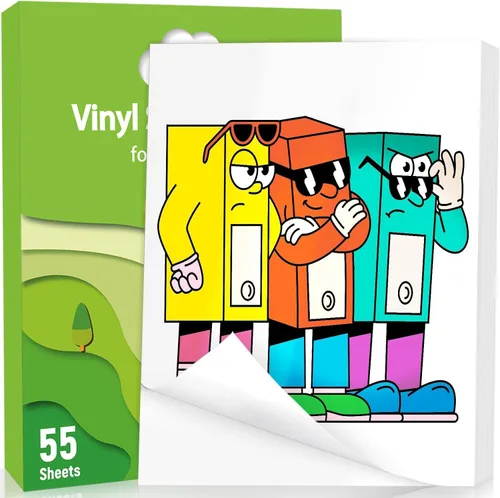 Vista 10 de Papel Adhesivo de Vinilo Imprimible Premium para Impresora de Inyección de Tinta, 100 Hojas de Papel Calcomanía Blanco Mate Impermeable, Se Seca