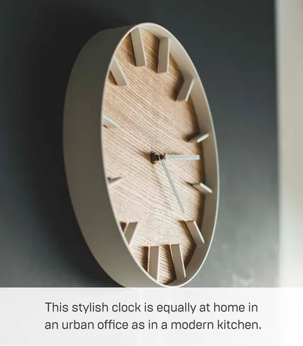 Vista 6 de YAMAZAKI Home Rin - Reloj de pared - Decoración moderna de madera para el hogar, acero + madera