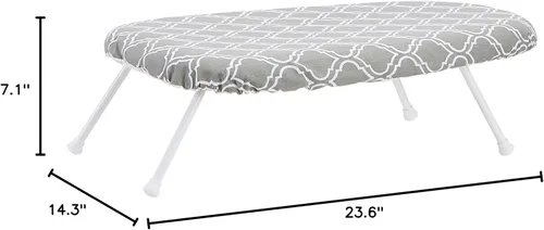 Vista 5 de Yaxa Basics Tabla de planchar compacta con patas plegables - Funda removible Trellis, Chevron, 23.6"L x 7.1"W x 14.3"H