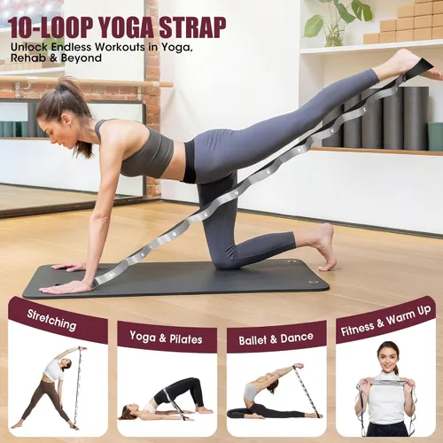 Vista 7 de ROSAPOAR Pilates Essentials Kit for Women, Pilates Ring Set - 14" Magic Circle with Yoga Ball & Resistance Bands – Pilates Kit for Home Workouts