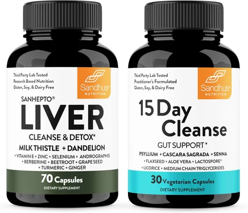 Sandhu's Liver Renew Cleanse Detox Support & Suplemento de limpieza intestinal de 15 días para mujeres y hombres