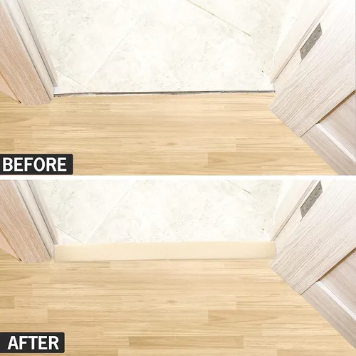 Vista 4 de Tira de transición de suelo autoadhesiva para baldosas de 3.3 pies x 1.57 pulgadas, color beige