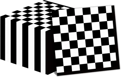 50 paquetes de servilletas de fiesta con bandera a cuadros en blanco y negro desechables, suministros de fiesta de cumpleaños de coche de carreras,