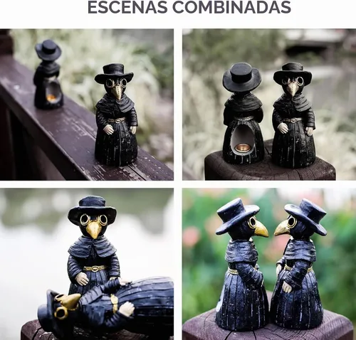 Vista 7 de Plague Doctor - Soporte para incienso 2027, con quemador de cono que los Artesanía hecha a mano para adorno de resina de escritorio, sala de yoga