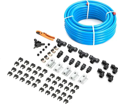 Vista 8 de Sistema de aire rápido de 3/4 x 100 pies, 3 vías de salida de HDPE, sistema de tuberías comprimidas de aire comprimido de aluminio con bloques