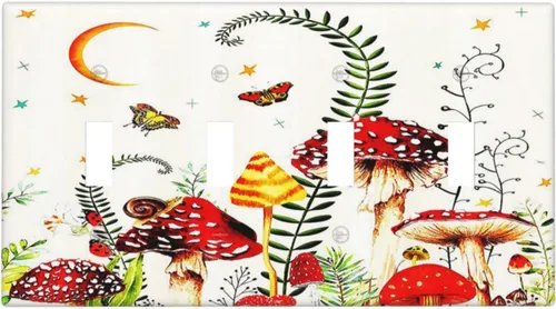 Vista 108 de Placa de Cubierta de Interruptor de Luz de 2 Posiciones Combinación de Abstracción/1 Toggle 1 Rocker Placas Decorativas de Pared de Plástico Negro