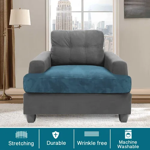 Vista 2 de Turquoize Funda de terciopelo para silla de cojín en forma de T, fundas de cojín en T para sala de estar, funda de sofá en forma de T, fundas