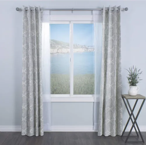 Vista 3 de Decopolitan 30023-AS36 - Juego de barra de cortina doble con bola de mármol, 36 a 72 pulgadas, plata antigua