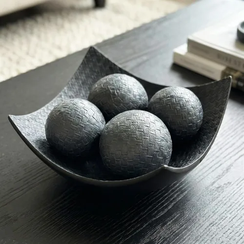 Vista 12 de Seraphic Juego de 5 cuencos decorativos grandes con elegantes orbes/bolas, centro de mesa elegante para mesa de comedor/cocina, sala de estar